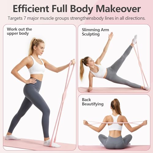 RYAOLELY Figure 8 Resistance Band, Exercise Band for Physical Therapy, Yoga Pilates Home Workout, Portable Fitness Band with Anti-Slip Grip - color: 15LB Pink&25LB Blue
