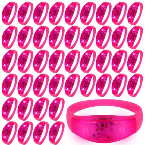 150 Pcs LED Glow Bracelets Sound Activated Light Up Bracelets for Adults Glow in the Dark Party Supplies Birthday Party Favors for Christmas, Halloween, Rave, New Year, Concert - color: Pink