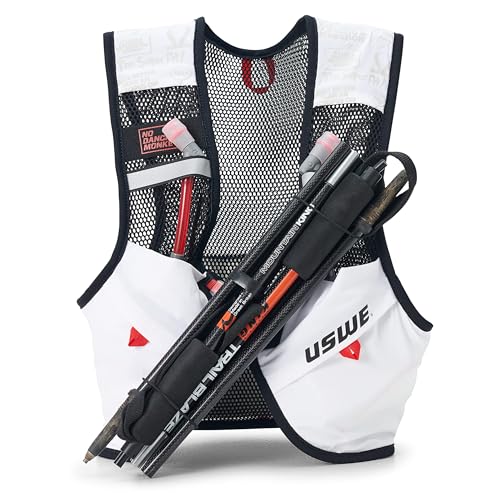 USWE Pace - Running Vest Hydration Pack with 2 x 500ml UltraFlask, Backpack for Men and Women - style: 2L, White, Small