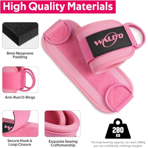 Ankle Straps for Cable Machines, Leg Straps for Glute Kick Back Accessories - color: Pink