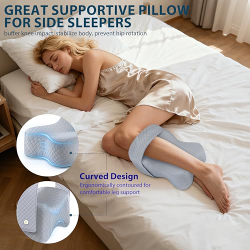 Ciavca Knee Pillow for Side Sleepers Hip Pain Relief with Adjustable Strap