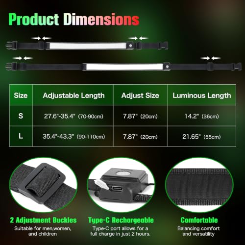 BSEEN LED Running Waist Belt - USB Rechargeable Reflective Glowing LED Waistband, Flashing Safety Light Belt for Runners, Joggers, Walkers, Pet Owners, Cyclists - color: RGB-L(110cm)