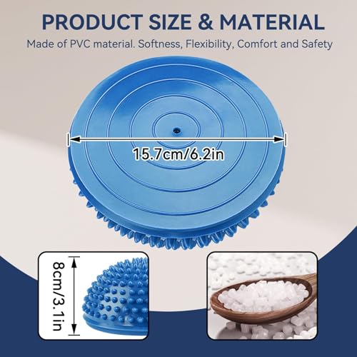 Agatige Foot Massage Ball, Half Round PVC Spiky Foot Wakers Balance Therapy Dome Trigger Point Ball Feet Massage Roller for Yoga Fitness Exercise Gym Massager (Blue) - color: Blue