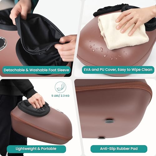 Nekteck Shiatsu Foot Massager with Heat & Air Compression Deep Kneading - color: Brown, size: Large