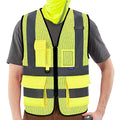 A-SAFETY ANSI/ISEA Standard Class 2 Hi-Vis Mesh Vest, Zip, Yellow, 6XL-8XL - color: Yellow Mesh, size: 6X-Large
