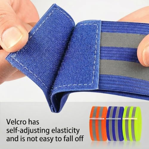 Reflective Bands 2 Pack High Visibility Adjustable Wrist Ankle Arm Leg Straps for Running Cycling - color: BLUE, size: One Size