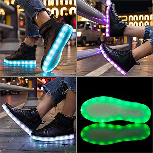 Hot Dingding Light Up Sneakers High Top LED Flashing Shoes, USB Rechargeable Glowing Luminous Shoes for Men Women Teens Halloween Party - color: Black, size: 4 Women/3 Men