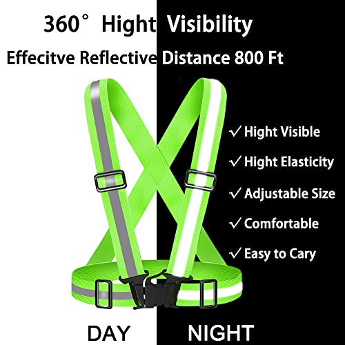 Reflective Vest Running Gear High Visibility Safety Vest Strap for Night - color: Fluorescent Green
