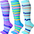IRAMY Compression Socks Women Ankle Support Gradient Compression Wicking Moisture Knee High Socks 3 Packs - color: Blue+purple+light Green-3 Packs, size: X-Large