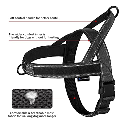 Annchwool No Pull Dog Harness with Padded Handle+5 Ft Leash(Black-Set,S) - color: Black Set, size: S