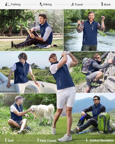 33,000ft Men's Windproof Lightweight Golf Vest Outerwear Sleeveless Jacket - color: Deep Blue, size: 4X-Large