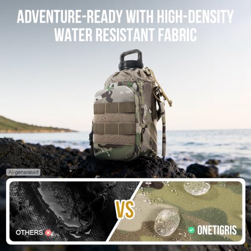 ONETIGRIS Tactical MOLLE Water Bottle Holder 40-64oz with Phone Pocket - color: Camo
