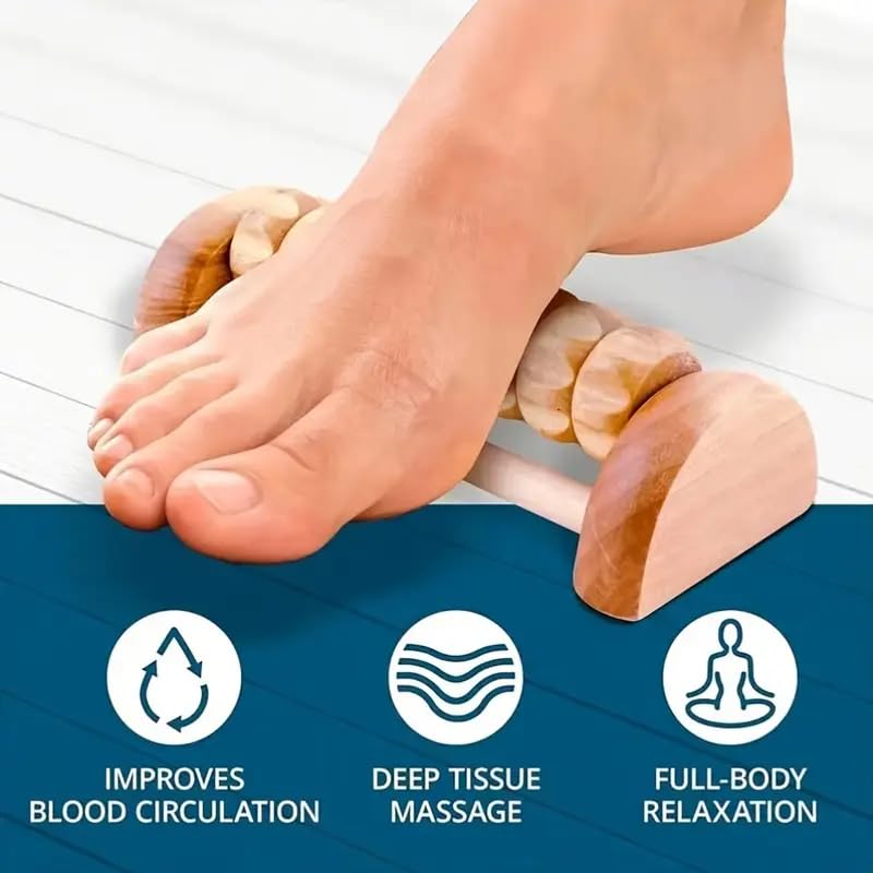 Wooden Massager Body Back Foot Roller, Foot Massager for Plantar Fasciitis, Stress Relief, Relaxation