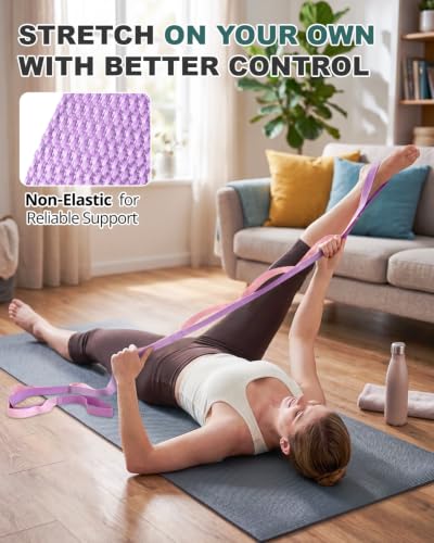 Trideer Stretching Strap with Loops for Physical Therapy,Non-Elastic - color: Macaron