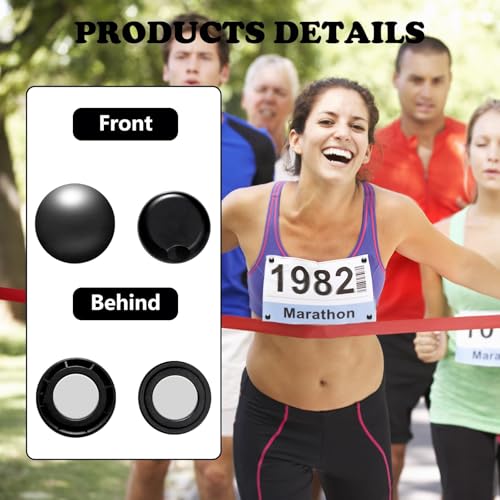 12Pcs Marathon Running Bib Clips Number Holder Race Bib Fixing Fastener Clip Magnets Number Buckle Field Securing Running Gear White Black Green for Triathlon Cycling Runners Field Supplies - color: Black white green