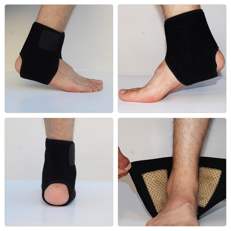 FOMIYES 2Pcs Adjustable Ankle Wrap Protector Self Heating Magnetic Ankle Brace for Sprained Ankle Relief Tendon Support for Basketball Soccer Hiking