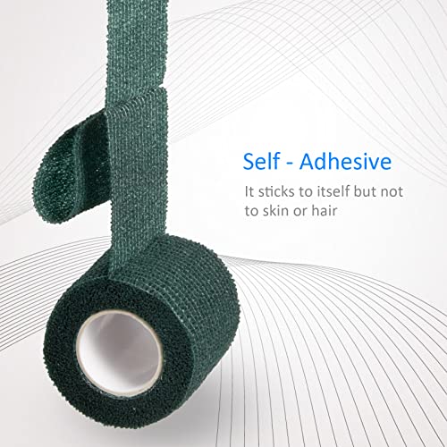 12Pcs Self Adhesive Bandage Wrap 2inch x 5 Yards Elastic Bandage Wrap Sport - color: Army Green, size: 12Pcs
