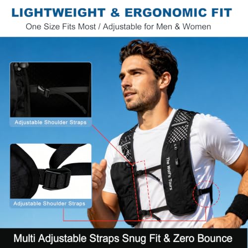 IEJ Running Hydration Vest with 500ml Soft Flask for Marathon - color: Black