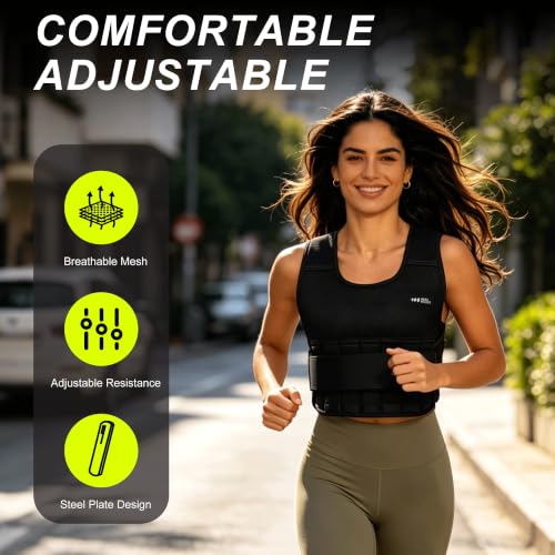 Beatboost Weighted Vest Men,20lb/30lb/40lb/50lb/60lb Adjustable Weight Vest - color: Black, size: 18LB
