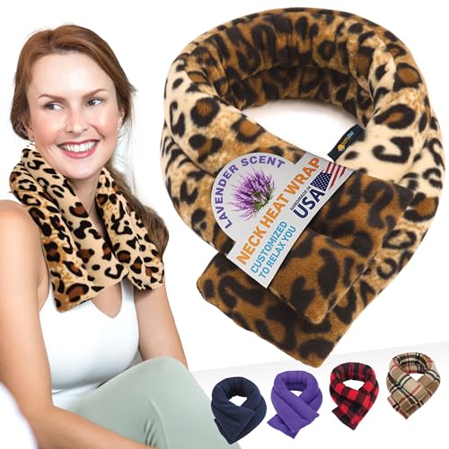 SunnyBay Lavender Heating Pad, Neck and Shoulder Wrap, 26x5 inch - color: Leopard
