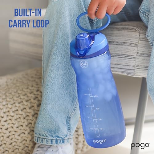 Pogo 64oz Plastic Water Bottle with Chug Lid and Carry Loop, Pink - color: Pink, size: 64 Ounces