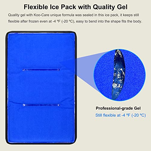 Koo-Care Extra Extra Large Gel Ice Pack for Injuries Reusable Flexible Cold Therapy Compress with Wrap for Full Back, Hip, Thigh, Knee, Shin - Pain Relief for Post-surgery Recovery XXL, 13 x 21.5 Inch - size: 13 x 21.5 Inch (Pack of 1)