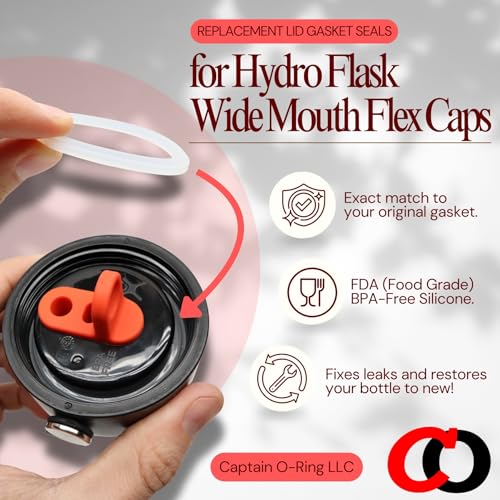 Captain O-Ring – Replacement Lid Gaskets for Hydro Flask Wide Mouth Flex Caps (5 Pack)