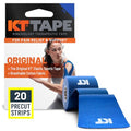 KT Tape, Original Cotton, Elastic Kinesiology Athletic Tape, 20 Count, 10” Precut Strips, Blue - color: Blue