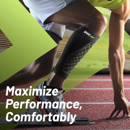 Brownmed Spark Kinetic Calf Sleeve, Embedded Kinesiology Tape, Medium - size: Medium