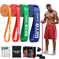 Resistance Bands Set for Men & Women - 4 Levels Exercise Band with Door Anchor, Pull Up Bands for Strength Training, Stretching, Powerlifting, Home Workouts
