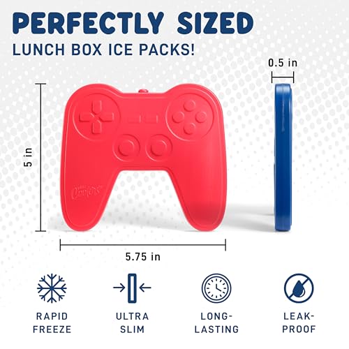 Fit & Fresh Cool Coolers Reusable Kids Lunch Box Ice Packs, 4pk - color: Game Pad (4 Pack), size: 4 Pack
