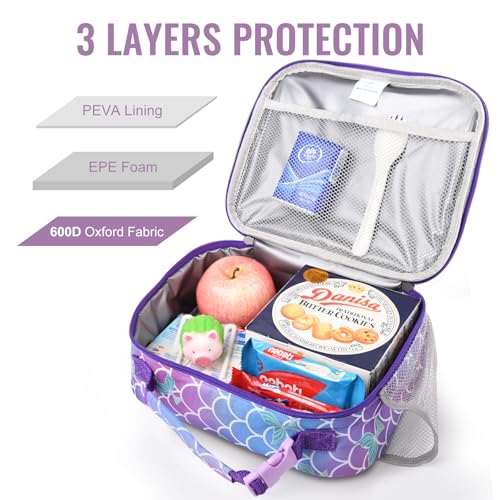 Genteen Kids Insulated Lunch Box for Boys Girls,Back to School,Office - color: P-1pk Mermaid