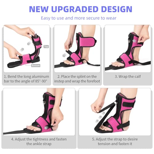 Plantar Fasciitis Night Splint for Women, Pink, One Size Fits All - color: ROSE RED