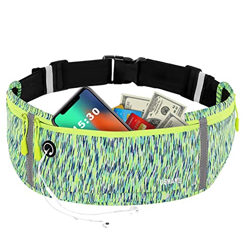 USHAKE Slim Running Belt, Bounce Free Fanny Pack Phone Holder - color: Green