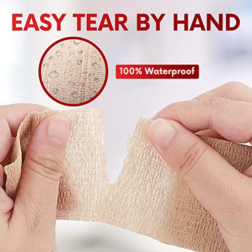 HEALQU Self Adhesive Bandage Wrap – 12 Rolls 3" x5Yd Cohesive Tape for Athletic & Sports -Self Adherent Medical Tape, Flexible, Waterproof Elastic Bandages for Wrist & Ankle Vet Wrap for Dogs - size: 3" Box of 12