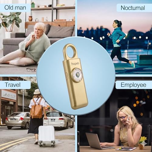 Thopeb Personal Safety Alarm for Women – Upgraded Rechargeable - color: Metallic Gold