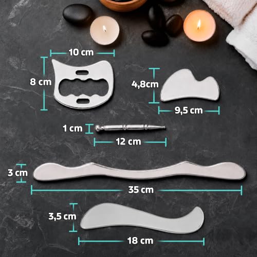 5-in-1 Muscle Scraper Stainless Steel Fascia Release Gua Sha IASTM Tools - style: Style E (5in1)