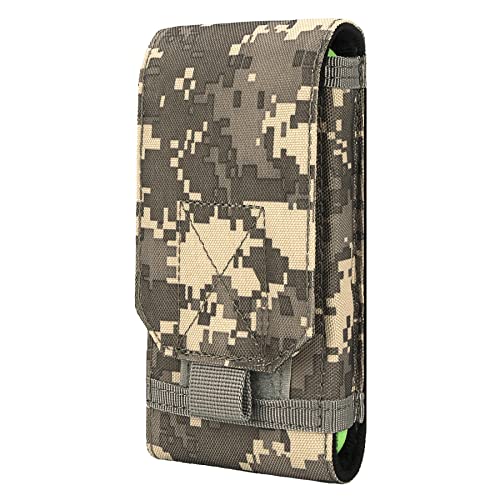 Tactical Molle Phone Holster Pouch, Universal Belt Waist Bag for iPhone 18 Pro Max/17 Pro/17/16 Pro Max/15 Pro Max/14 Pro Max/13, Samsung S26 Ultra/S25/S24, Size L - color: Gray Camo(1 Pack)