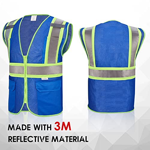 3M High Visibility Reflective Safety Vest with Zipper and Pockets Blue,M - color: 3m-blue, size: Medium