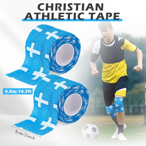 TrelaCo 2 Pack Cross Athletic Tape 2 in x 15 FT Self Adherent Wrap, Blue - color: Blue, size: Cross