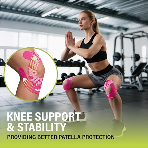 Kinesiology Tape for Knees 10 Pcs Ultra-Sticky Patella Knee Tape Pink - color: Pink