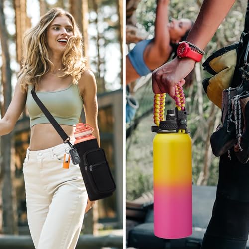 Metal Water Bottle 40oz - Stainless Steel Water Bottles with Straw Spout Lid, Sleeve Carry Strap, Vacuum Insulated, Leak Proof, BPA Free Water Jug, Modern Reusable Waterbottle Gym Biking Camping - color: Ocean Blue, size: 40 Ounces