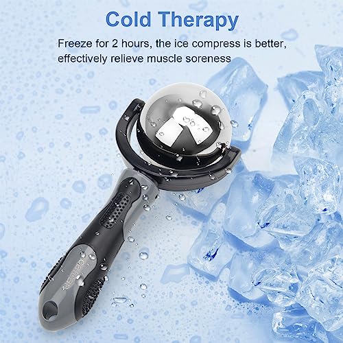 Cold Massage Roller Ball with Handle-Back Muscle Metal Ice Roller Ball Tool - color: Black