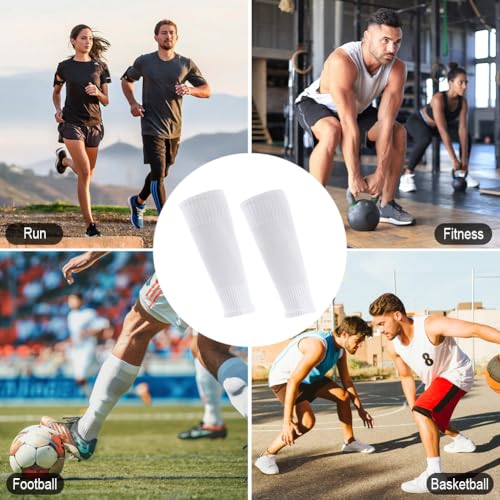 4 Pairs Leg Sleeves for Soccer, Shin Guard Sleeves Accompany Grip Socks, Youth Adults - color: White