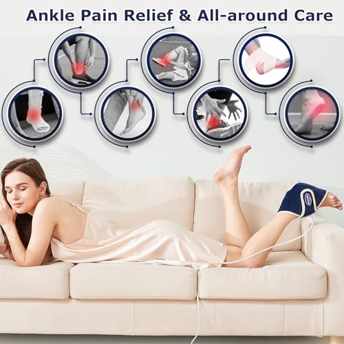 CAMECO Electric Ankle Heating Pad for Achilles Tendinitis Pain Relief, 30s Quick Heating & 86℉-158℉ Heated Ankle Brace for Women Men Home Office, Ankle Heat Wrap for Arthritis Swelling