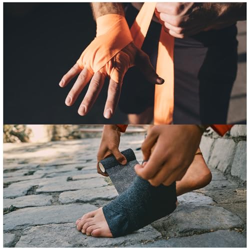 MECCANIXITY 24 Rolls Pre Wrap Athletic Tape 30 Yard x 2.8" Foam Under Wrap Tape Sports Prewrap Headband for Hair Ankles Wrists Hands Knees - color: Light Blue