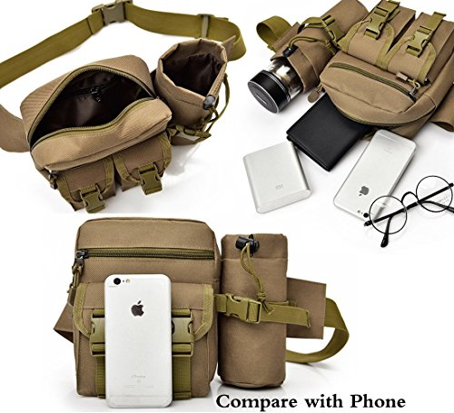 Hiking Waist Fanny Pack With Water Bottle Holder Running Waist Hip Belt Bag Motorcycle Bike Pouch Shoulder Bag - color: Army Green Camouflage