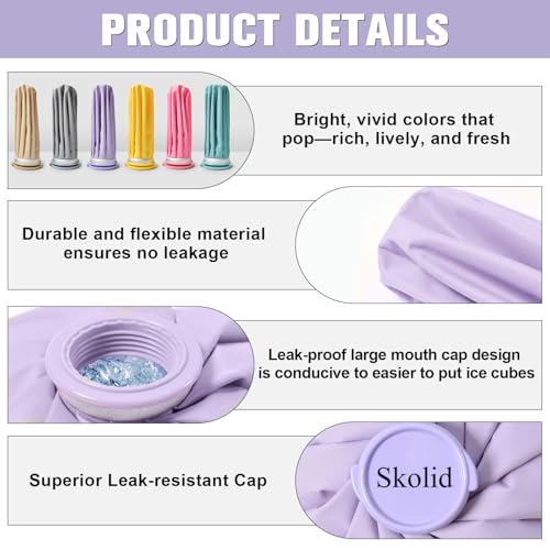 Ice Packs for Injuries Reusable, 3 Sizes, Purple - color: Purple