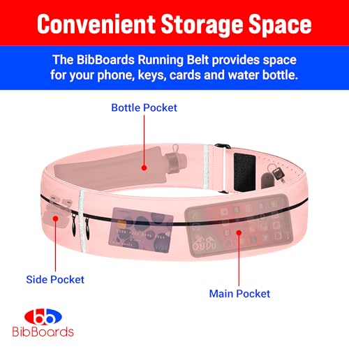 BibBoards Running Belt for Phone, Pink, 38-48 in - color: Pink, style: 44 Inch