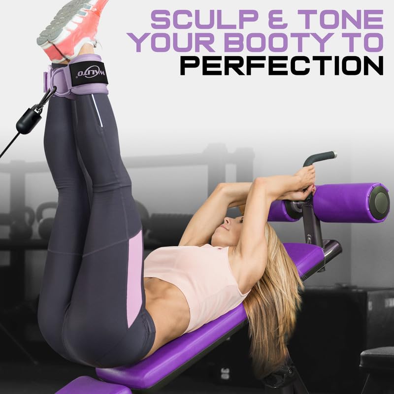 Ankle Straps for Cable Machines, Leg Straps for Glute Kick Back Accessories - color: Macaron Purple